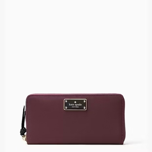 Kate Spade Wilson Road Neda Nylon Wallet Deep Plum - Picture 1 of 13